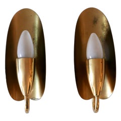 Set di due graziose lampade da parete in ottone della metà del secolo scorso Germania anni '50