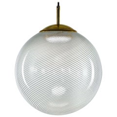 Gaia, Murano White Mezza Filigrana Tessuto glass sphere, Silvio Piattelli Design