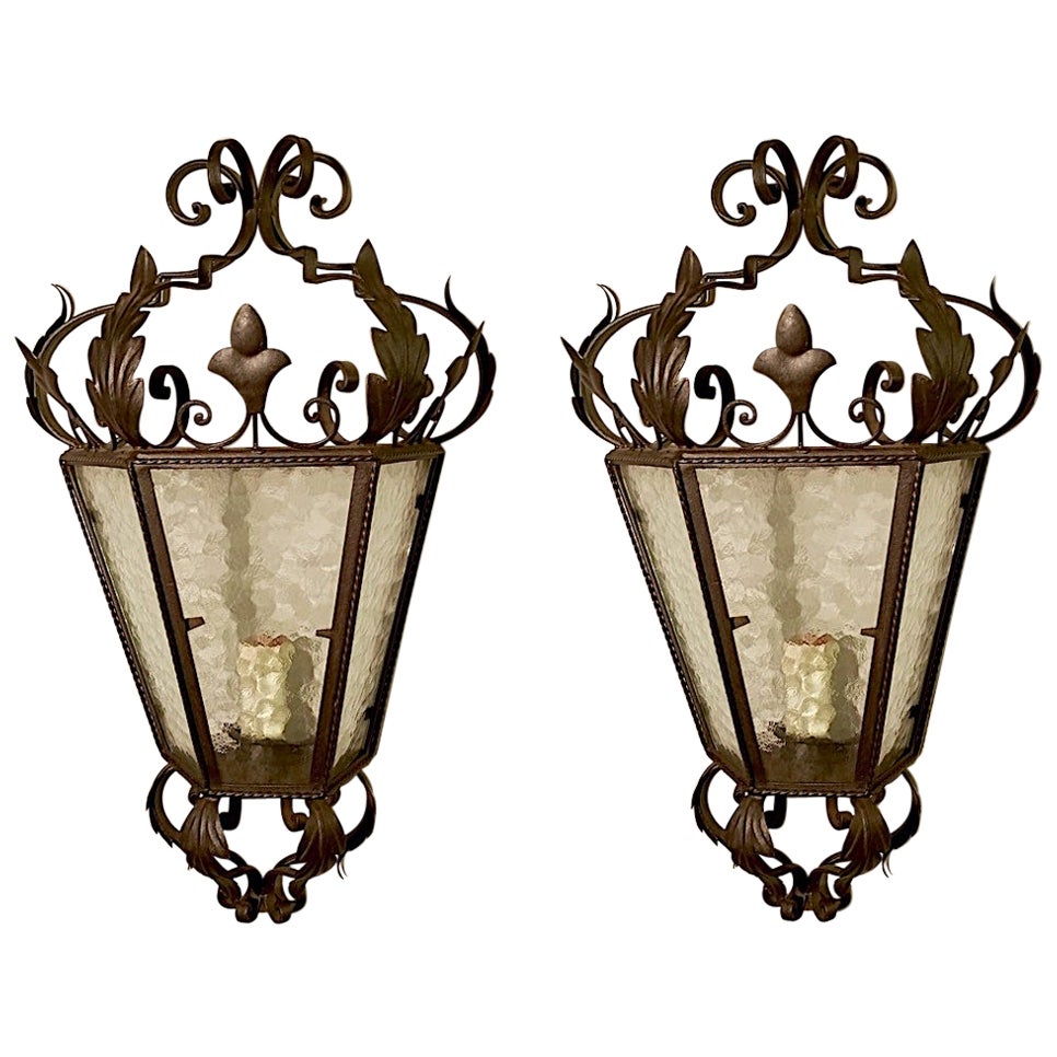 Five Wrought Iron Italian Sconces or Wall Lights , 1970'