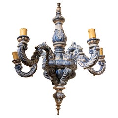 Fabelhafter glasierter Kronleuchter aus blauer und weißer Keramik von 1875 im Classic-Stil