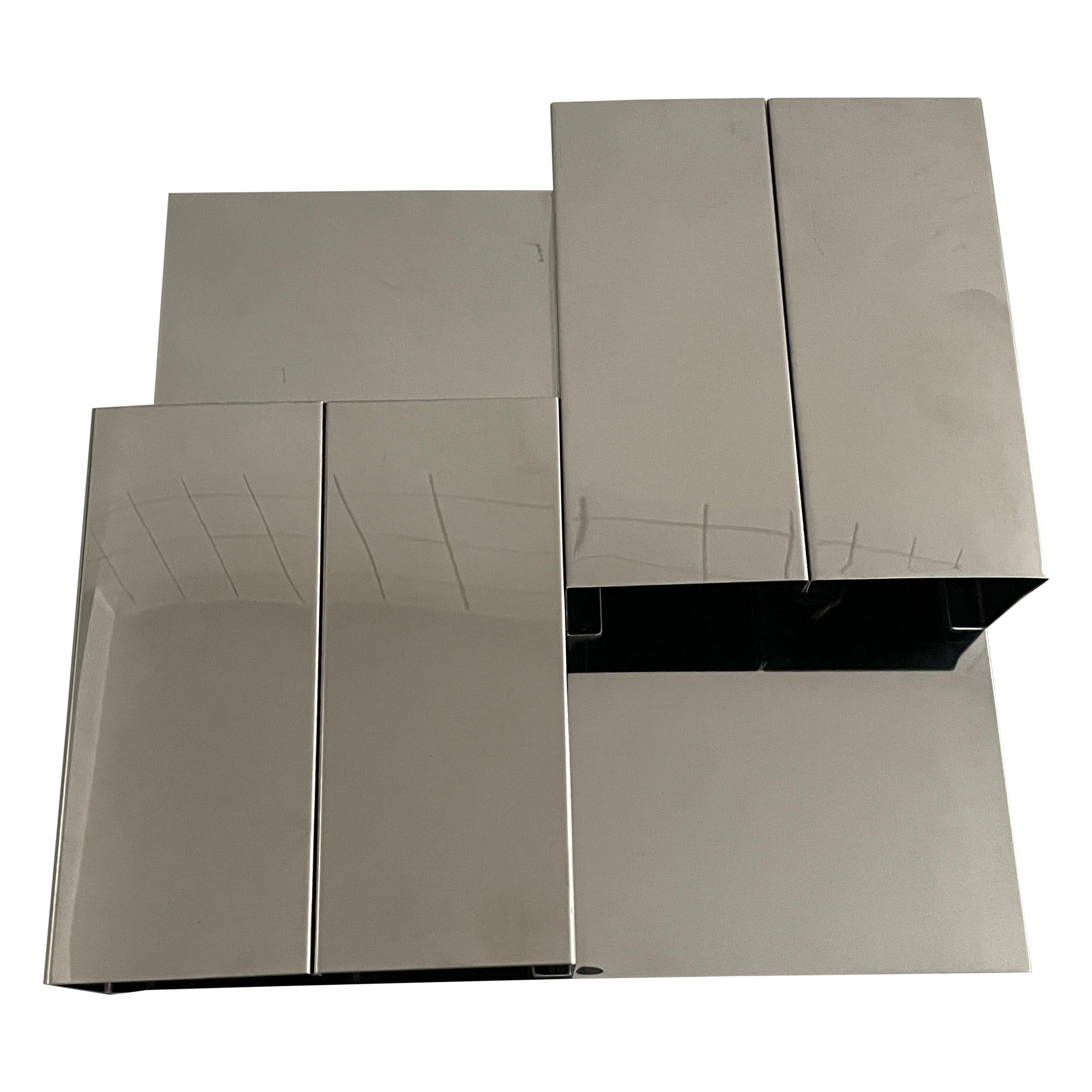3 Dimensional Square Design Chrome Wall Lamp, 1970s, Italy For Sale
