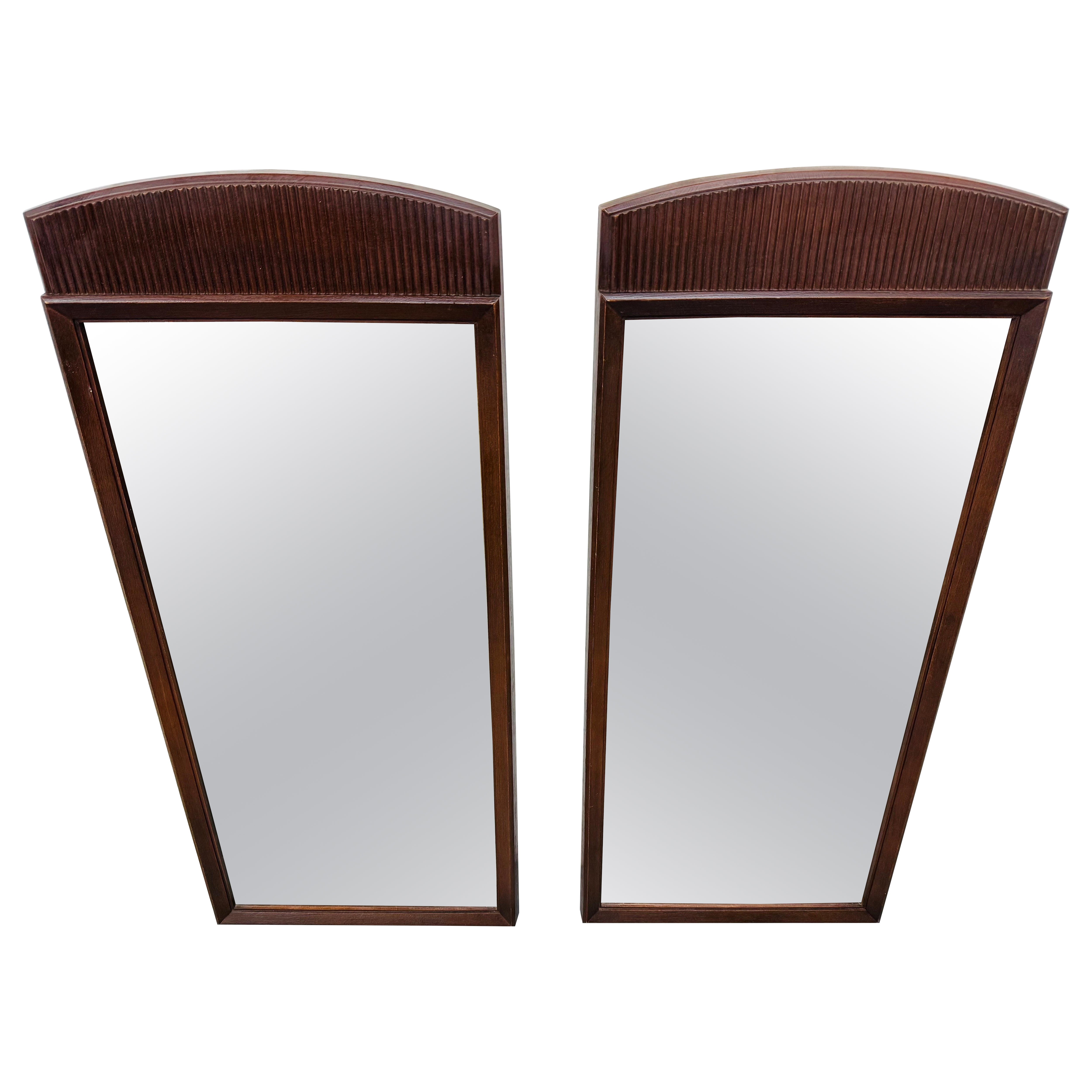 Specchi in legno di noce della prima edizione di Lane's - Set di 2