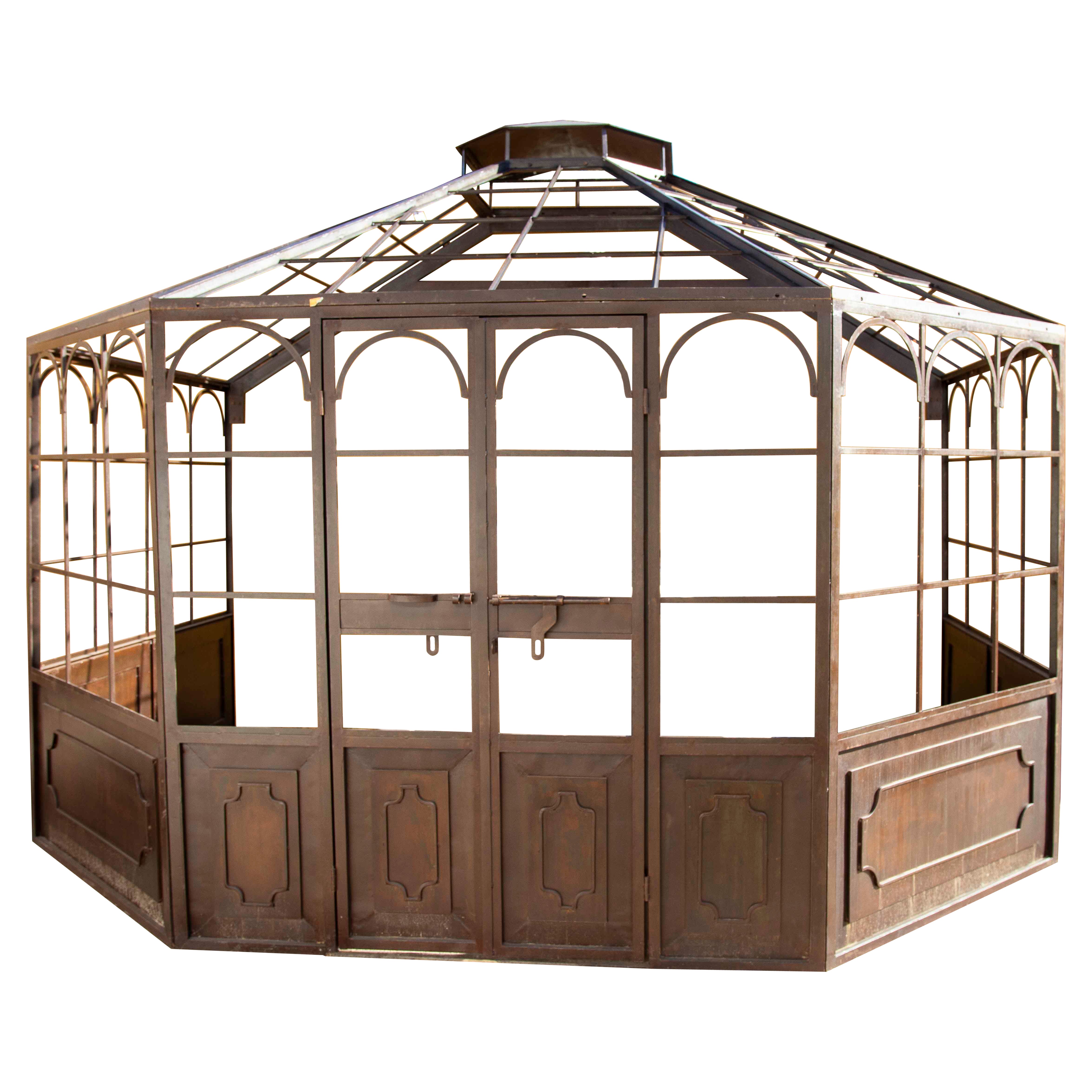 French Style Wrought Iron Wall Greenhouse with Door and Windows