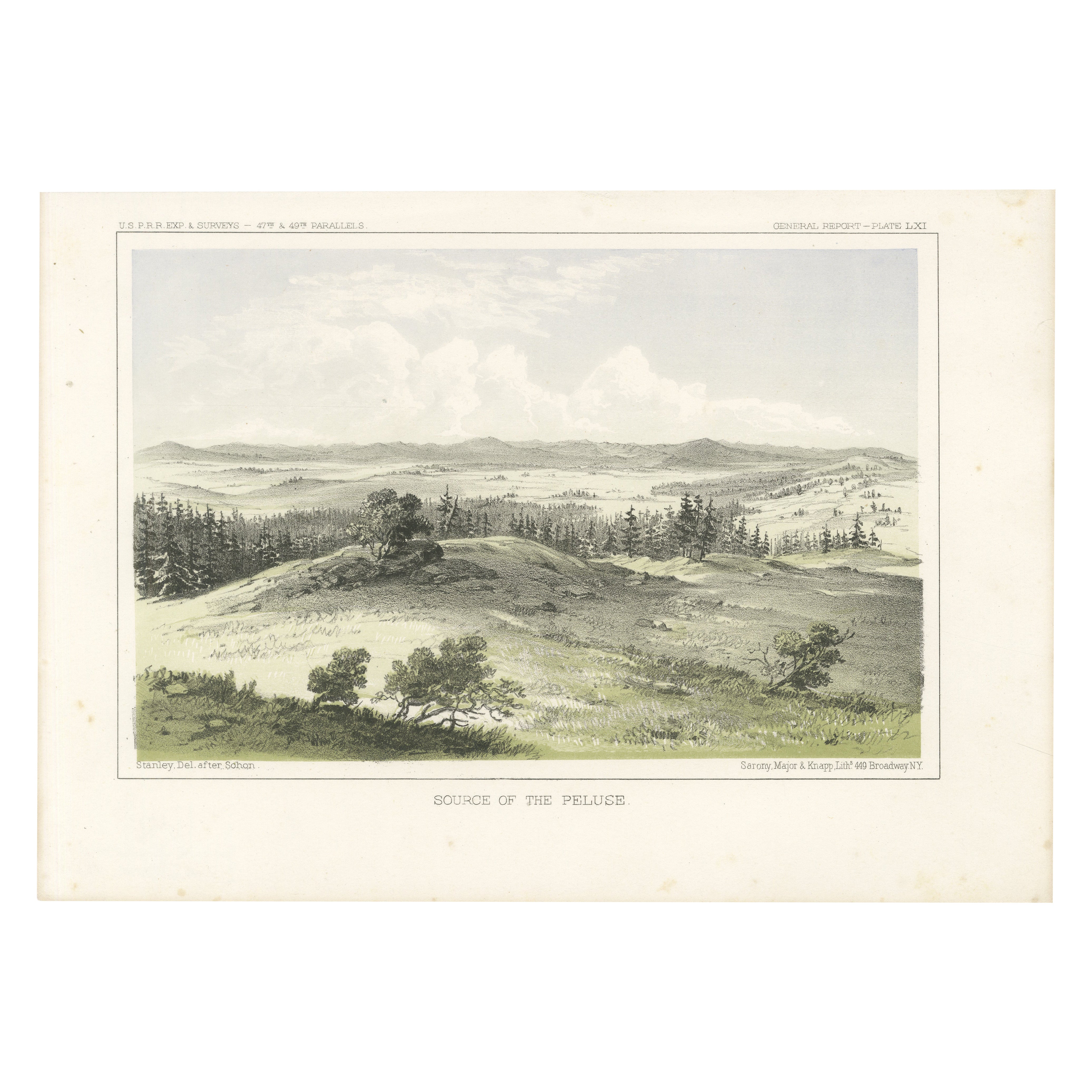 Scenic-Lithographie der Palouse-Region im Nordwesten der Vereinigten Staaten - 1856