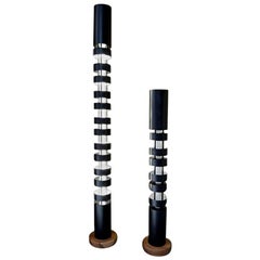 Serge Mouille Mid-Century Modern Large and Small Totem Column Floor Lamp Set