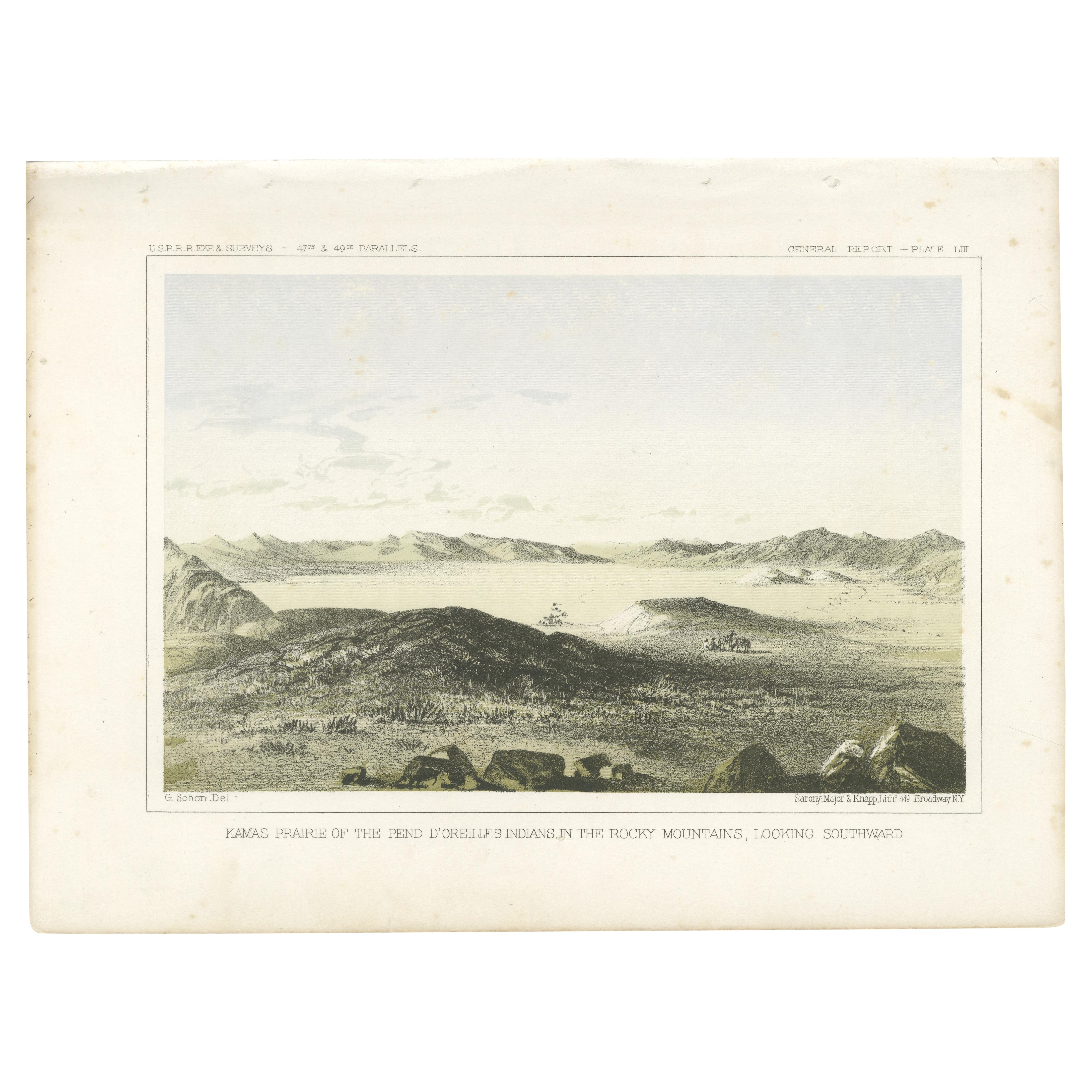 La prateria di Kamas - Paesaggio delle Montagne Rocciose con l'eredità di Pend d'Oreilles - 1856 in vendita