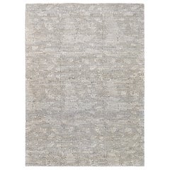 Modern Black and Ivory Simple Abstract Patterned Wool Rug 8'9''x12'2''