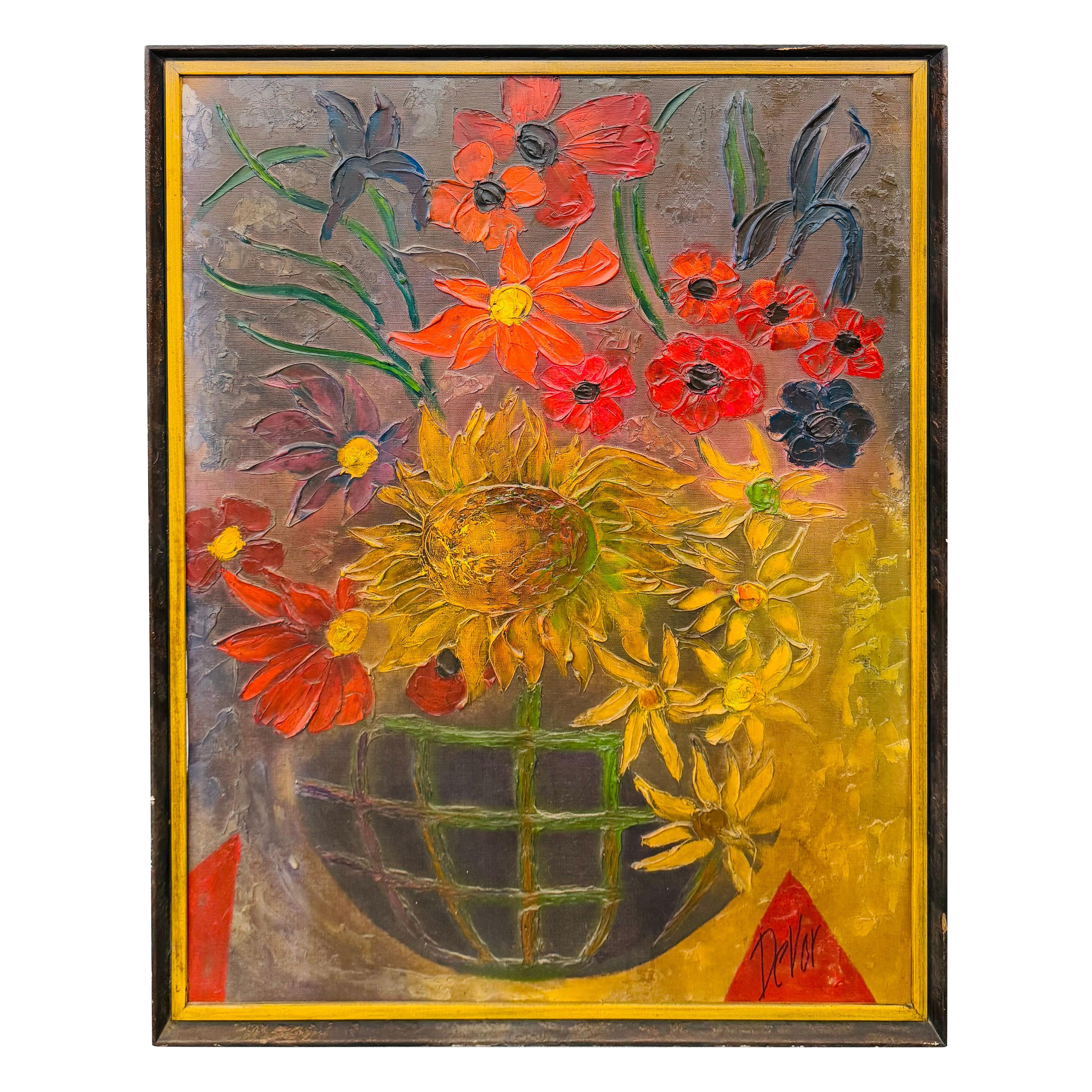 Mid-Century Modern Floral Still Life Painting