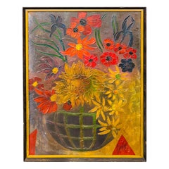 Mid-Century Modern Floral Still Life Painting