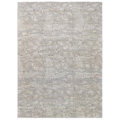 Modern Black and Ivory Simple Abstract Patterned Wool Rug 8'8''x11'10''