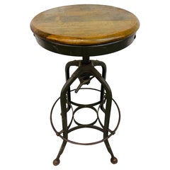 Mid-Century Industrial Adjustable Swivel Stool