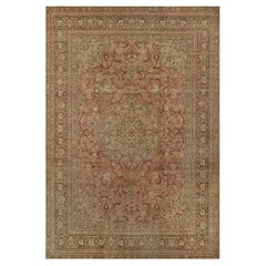Oversized Antique Hand-woven Wool Floral Tabriz Rug 14'x19'4"
