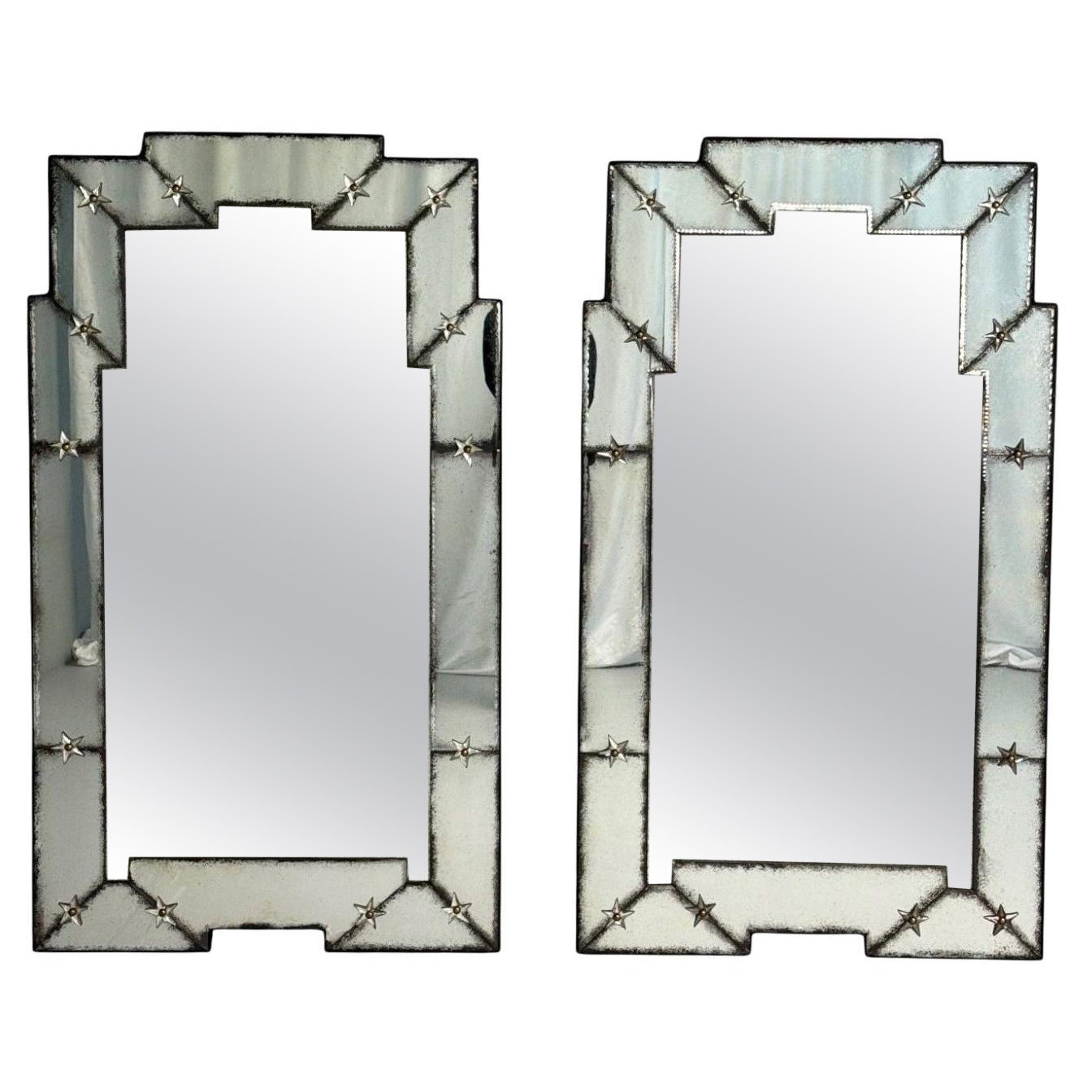Art Deco Style, Antique and Beveled Glass, Venetian Wall Mirrors, 21st C.