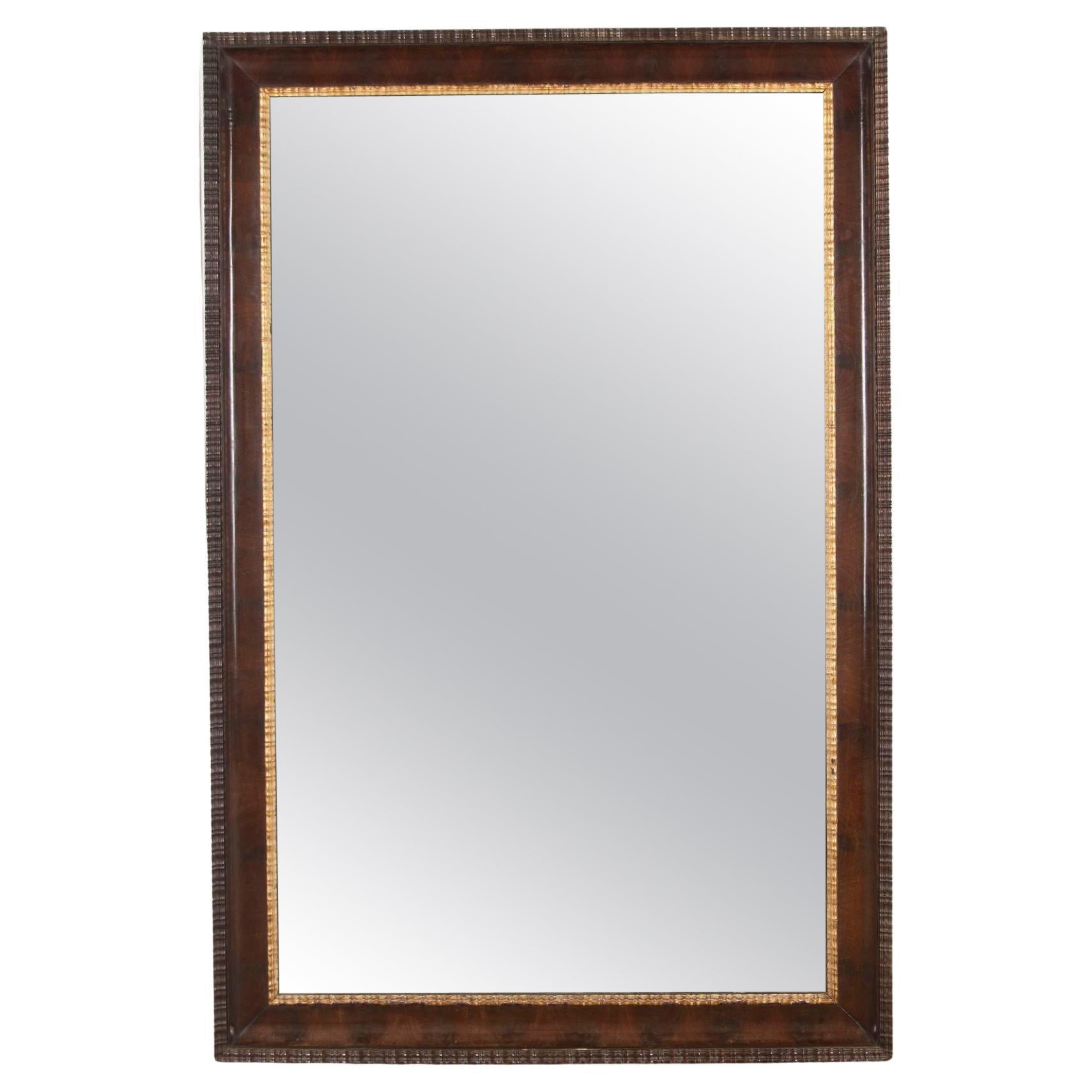 Großer italienischer Spiegel aus Mahagoni und Giltwood aus dem 19. im Angebot