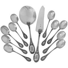 Queille Fabulous French All Sterling Silver Ice Cream Set 12 Pieces Torchs