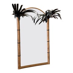 Late 20th Century Regency Sculptural Metal Tole Palm Tree Wall Mirror