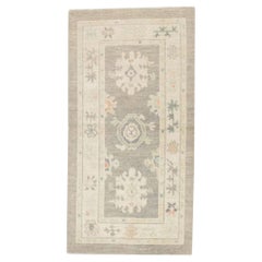 Turkish Oushak Rug Beige & Brown Handwoven Wool Rug 2'10" x 5'5"
