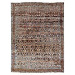 Tappeto antico persiano Bidjar con disegno a reticolo 6'9 x 9'5