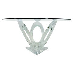 Table de salle à manger sculpturale en lucite et verre, États-Unis 1970