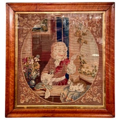 Antique 19th Century English Victorian Framed Needlepoint, Circa 1880.
