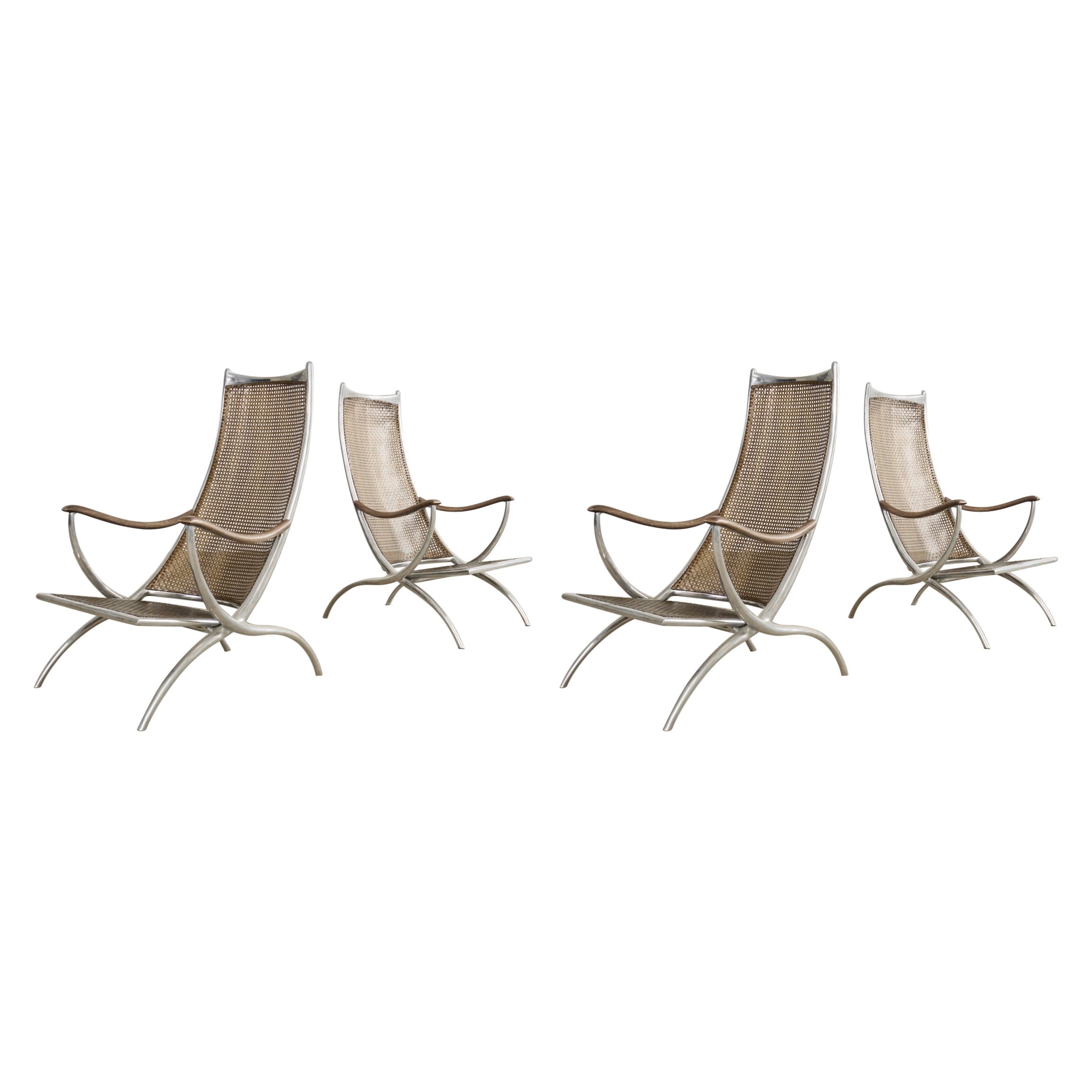 Set of Four Steel Bronze Turku Lounge Chairs by Ironies For Sale