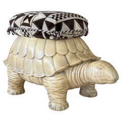 Monumental Regency Cast Resin Upholstered Turtle Ottoman by Maitland-Smith