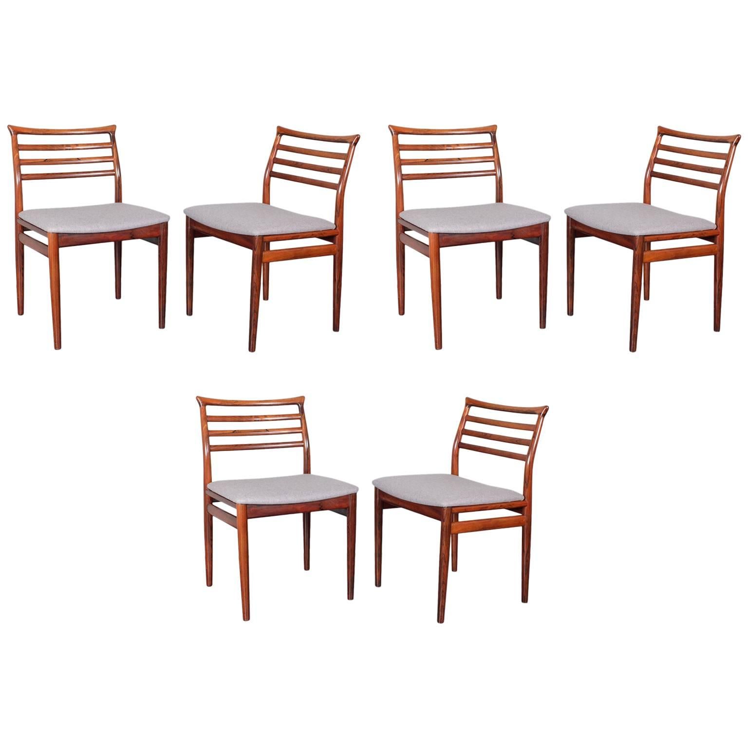 Set of Six Danish Erling Torvits Rosewood Dining Chairs 