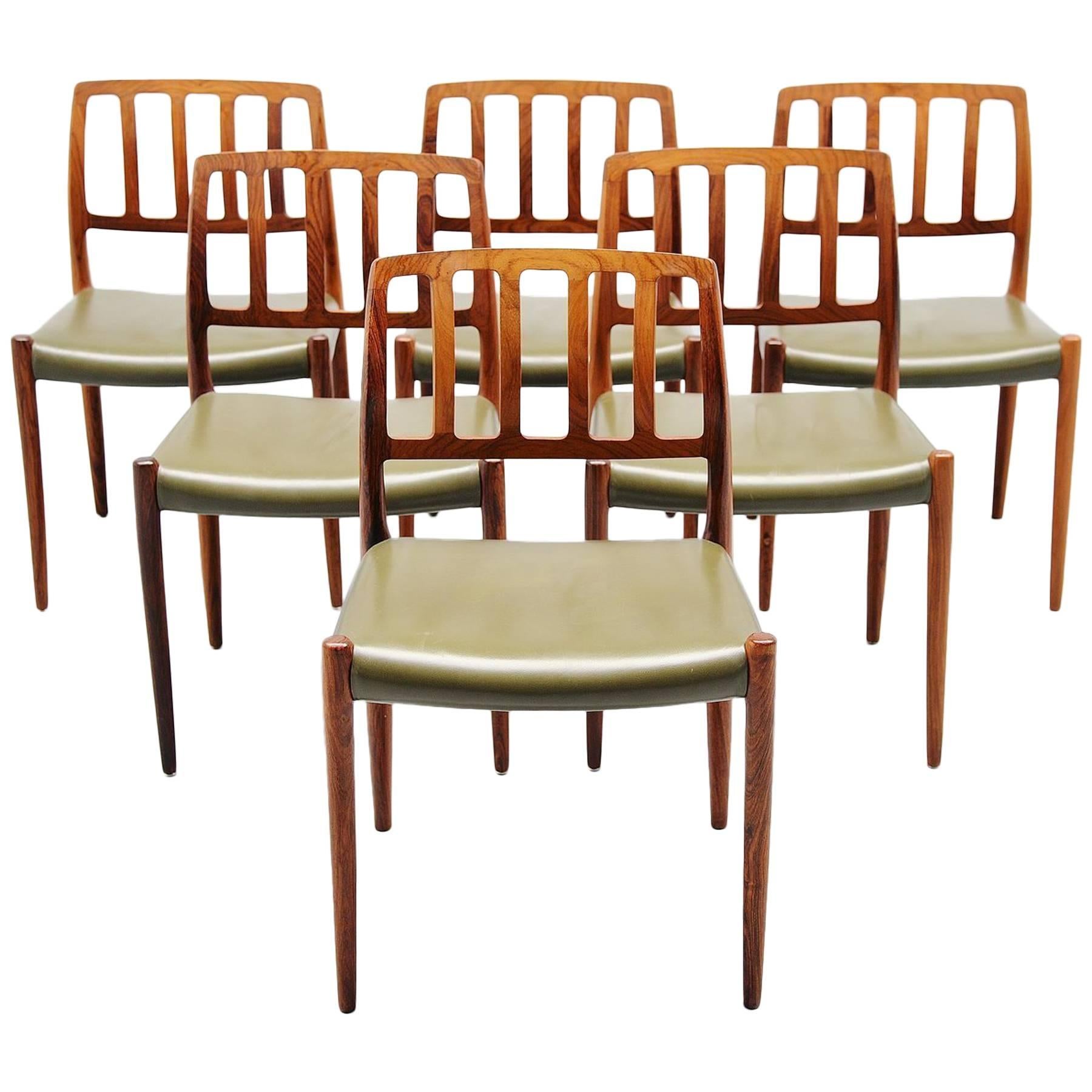 Niels Moller Model 83 Dining Chairs in Rosewood, Denmark, 1974