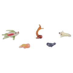 Artista del vetro europeo. Cinque animali in miniatura in vetro artistico. Circa anni '70