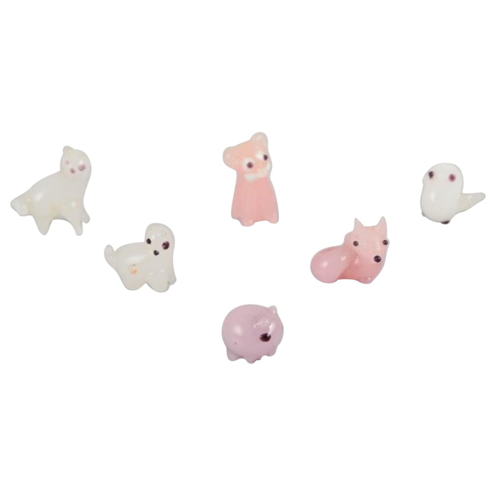 European glass artist. Six miniature animals in art glass. Approx. 1970s
