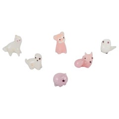 European glass artist. Six miniature animals in art glass. Approx. 1970s