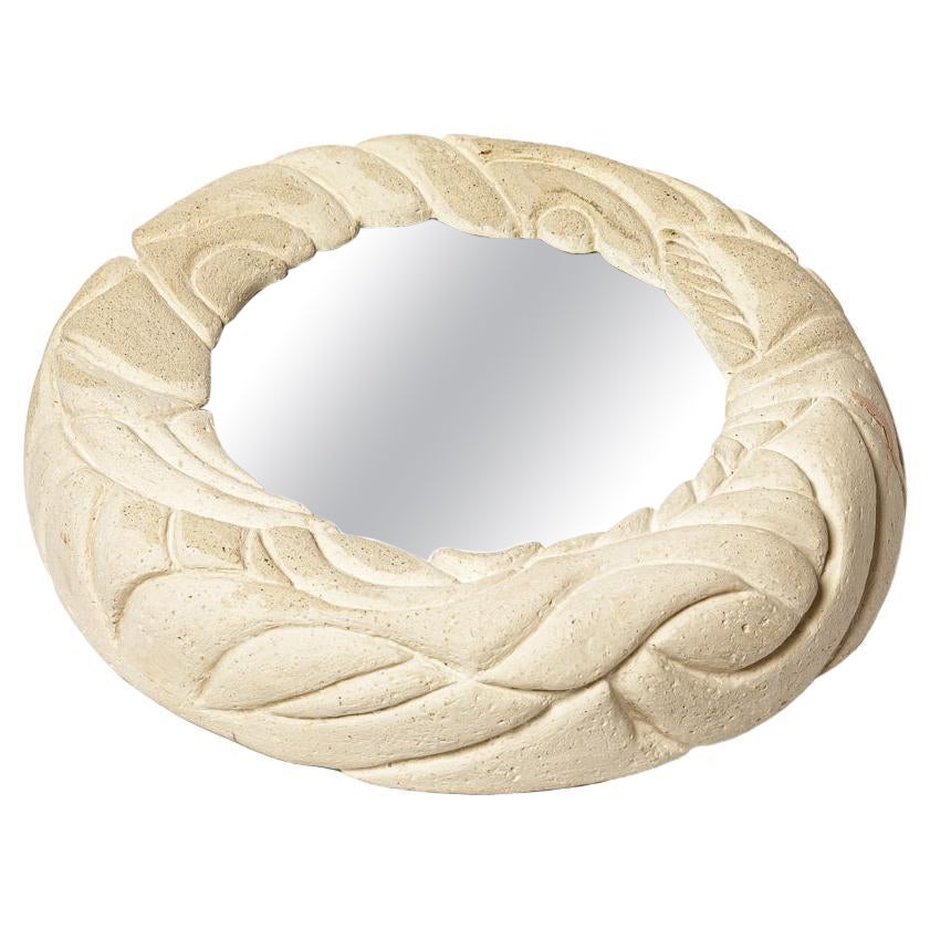 20TH Design CENTURY DESIGN miroir mural blanc en céramique pièce unique faite à la main 1980 en vente