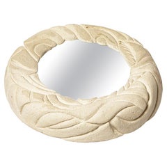 20th century design white wall ceramic mirror unique handmade piece 1980