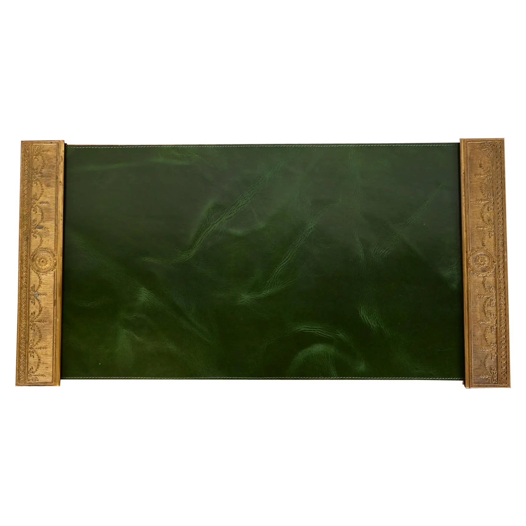 Tiffany Studios New York "Adam" Bronze Doré Blotter Ends With Leather Blotter