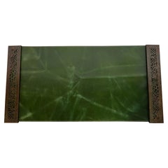 Tiffany Studios New York Kiefernholz Nadelspitze Bronze-Blatter-Enden mit Leder-Blatter