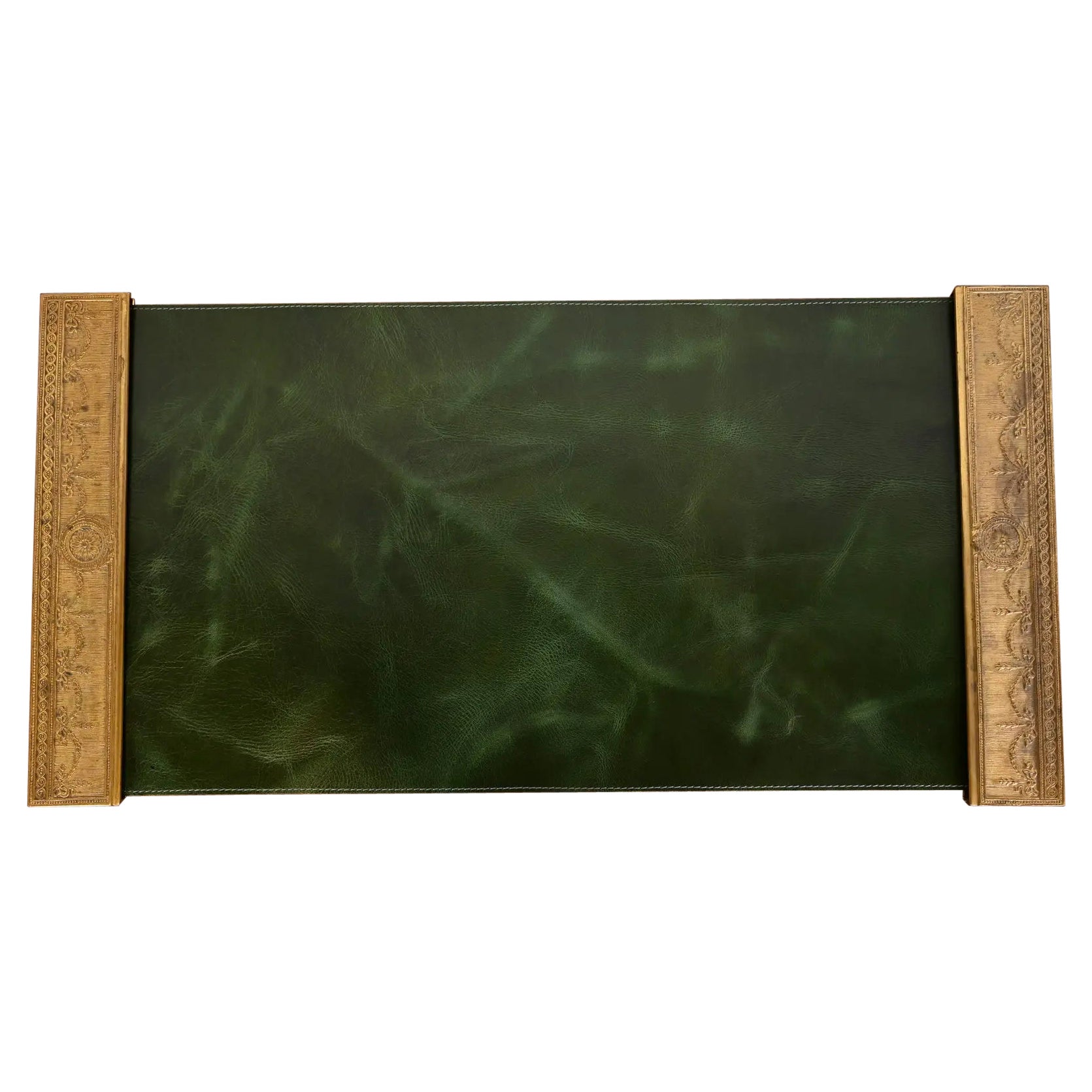 Tiffany Studios New York "Adam" Bronze Doré Blotter Ends With Leather Blotter