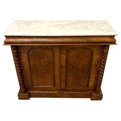 Outstanding Quality Antique Victorian Burr Walnut Marble Top Sideboard/Cabinet