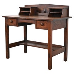 L. & J. G. Stickley Antique Mission Oak Arts & Crafts Writing Desk, Circa 1900