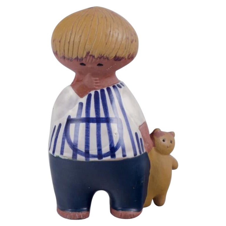 Lisa Larson para Gustavsberg. Rara figura de cerámica esmaltada "Malin". 1970s.