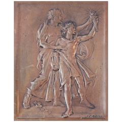 Used "Algernon Sullivan Plaque, " Rare Bas Relief with Nude Figures by Jules Roine