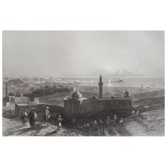 Original Antique Print of Alexandria, Egypt, circa 1850