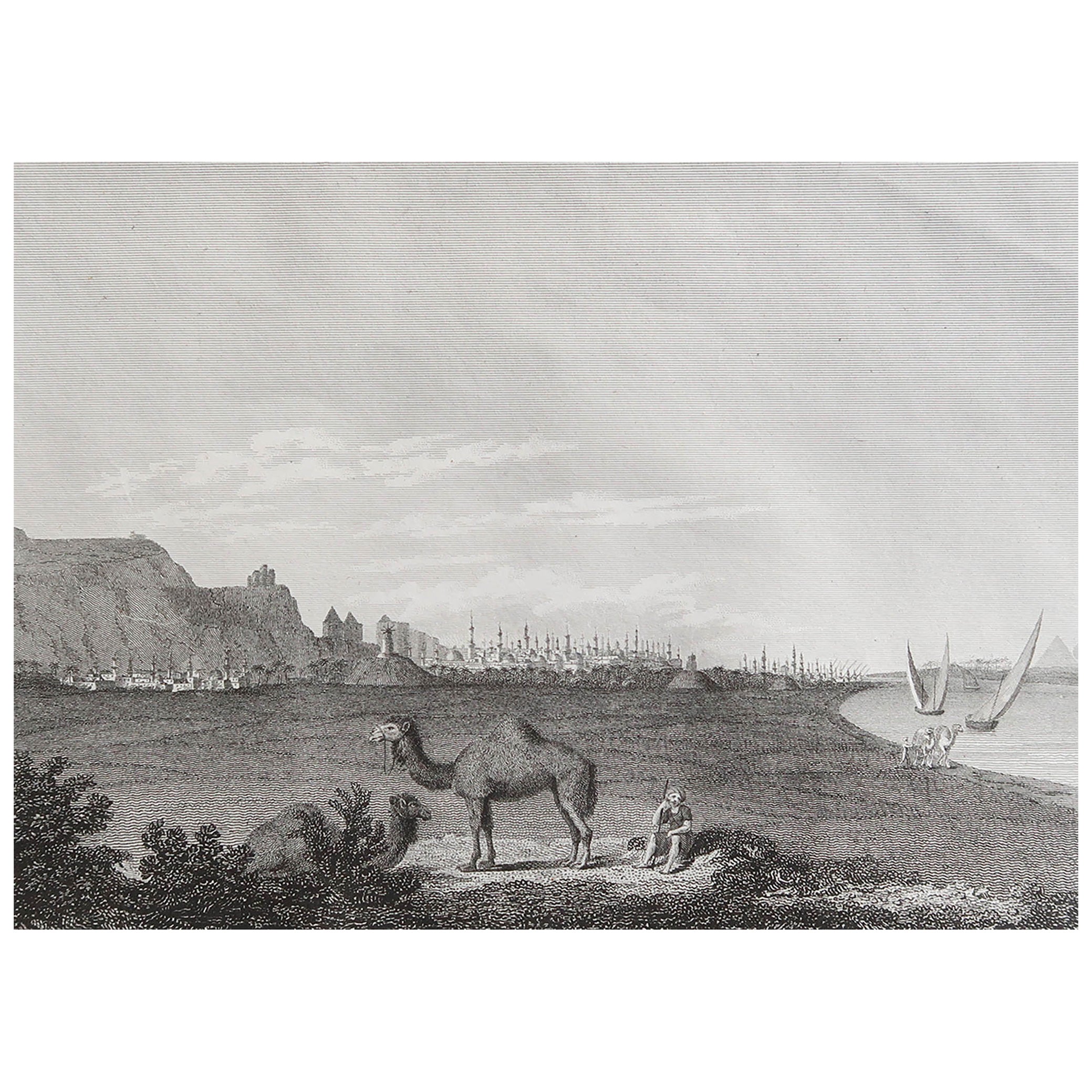 Grabado original antiguo de El Cairo, Egipto. Fechado en 1809 en venta