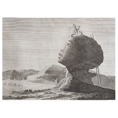 Stampa antica originale della Sfinge di Giza, Egitto. C.1810