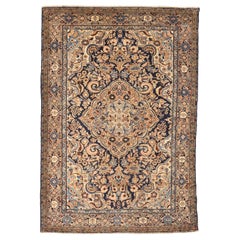 Tappeto persiano Hamadan Small - Lana Avorio Blu Navy Rosa - 75031
