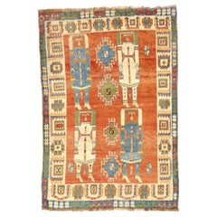 Alfombra Persa Gabbeh Pequeña - Lana Diseño Azul Verde Marfil Rojo - 75034