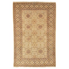 Alfombra Persa Kashan Small Circa 1940 - Lana Ivory Yellow Design - 75038