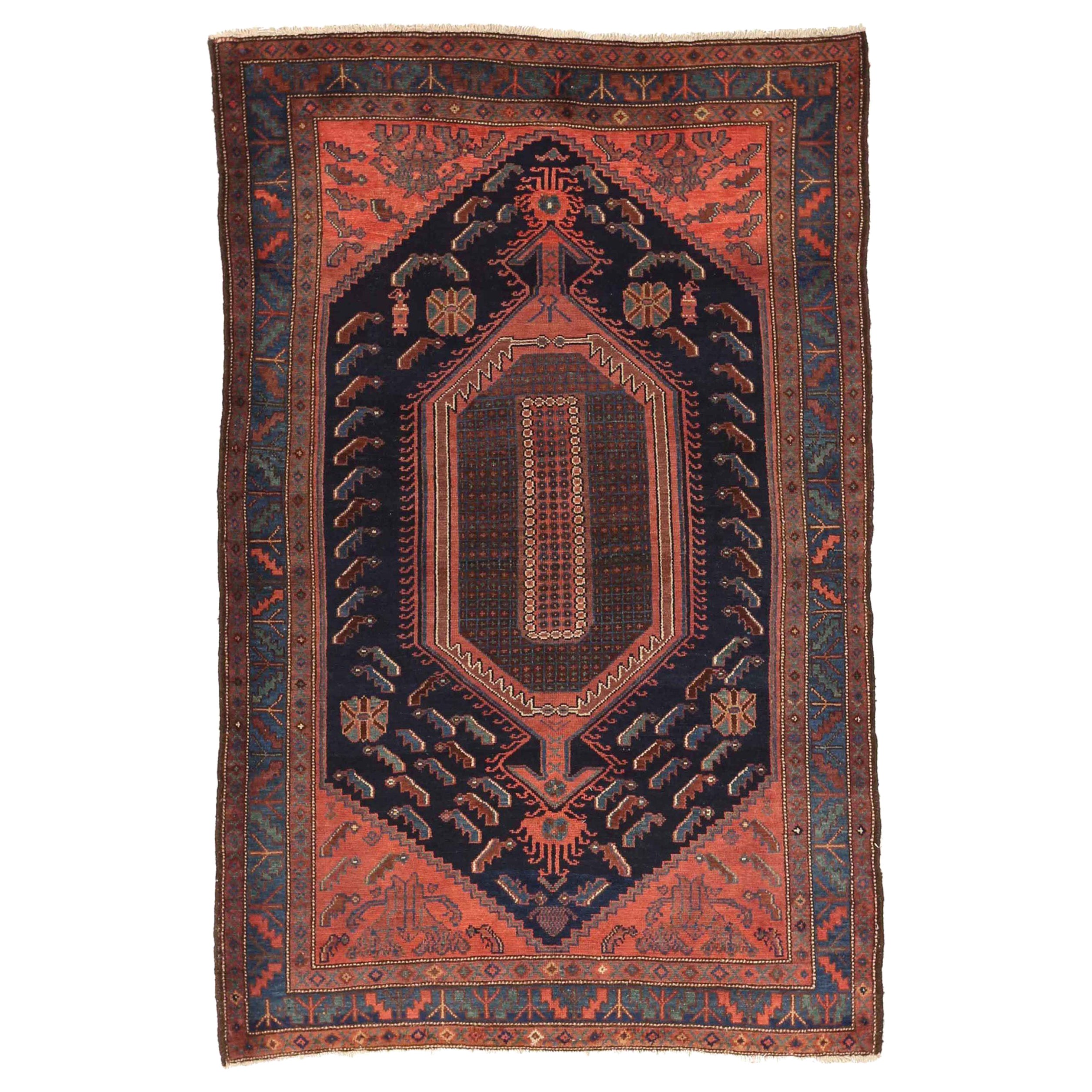 Persian Kolyai Small Rug - Wool Blue Navy Blue Red Design - 75071