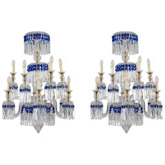 Pair of Striking French Crystal Chandelier 1940'