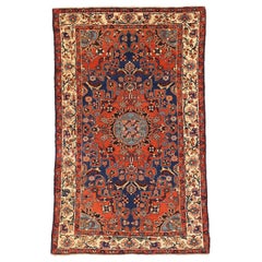 Tappeto persiano Malayer Small - Disegno in lana blu avorio rosso - 75081