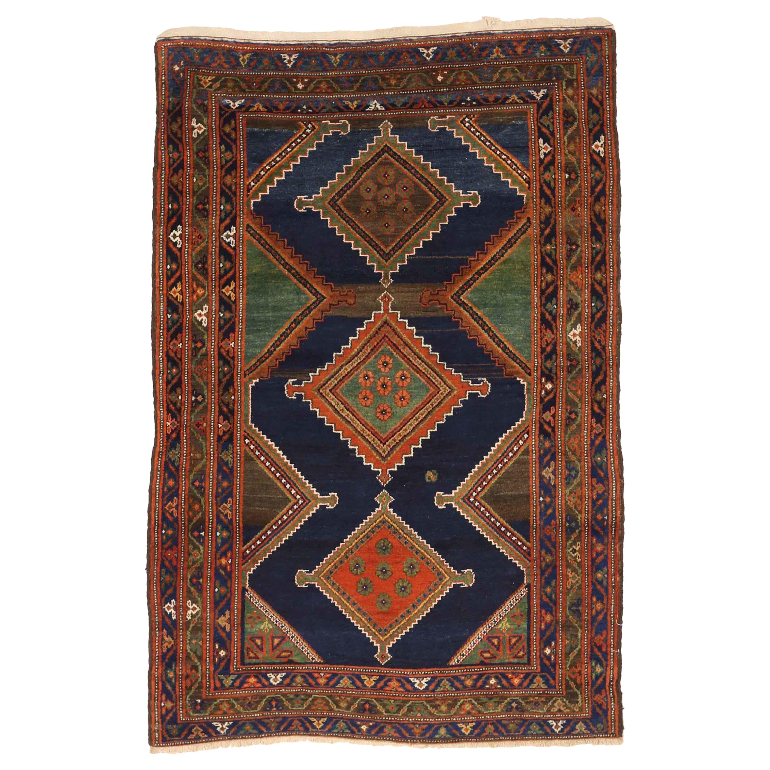 Persischer Kolyai Kleiner Teppich - Wolle Blau Grün Rot Design - 75082
